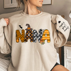 Lofaris Personalized Halloween Nana Pumpkin Doodle Letters Design And Grandkids Sweatshirt