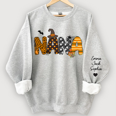 Lofaris Personalized Halloween Nana Pumpkin Doodle Letters Design And Grandkids Sweatshirt