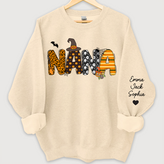 Lofaris Personalized Halloween Nana Pumpkin Doodle Letters Design And Grandkids Sweatshirt