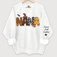 Lofaris Personalized Halloween Nana Pumpkin Doodle Letters Design And Grandkids Sweatshirt