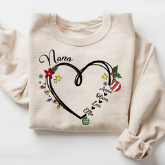 Lofaris Nana Heart Christmas And Grandkids Custom Sweatshirt