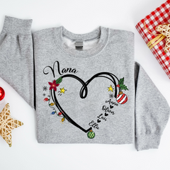 Lofaris Nana Heart Christmas And Grandkids Custom Sweatshirt