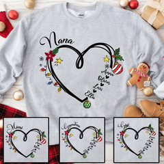 Lofaris Nana Heart Christmas And Grandkids Custom Sweatshirt