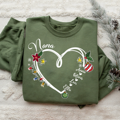 Lofaris Nana Heart Christmas And Grandkids Custom Sweatshirt