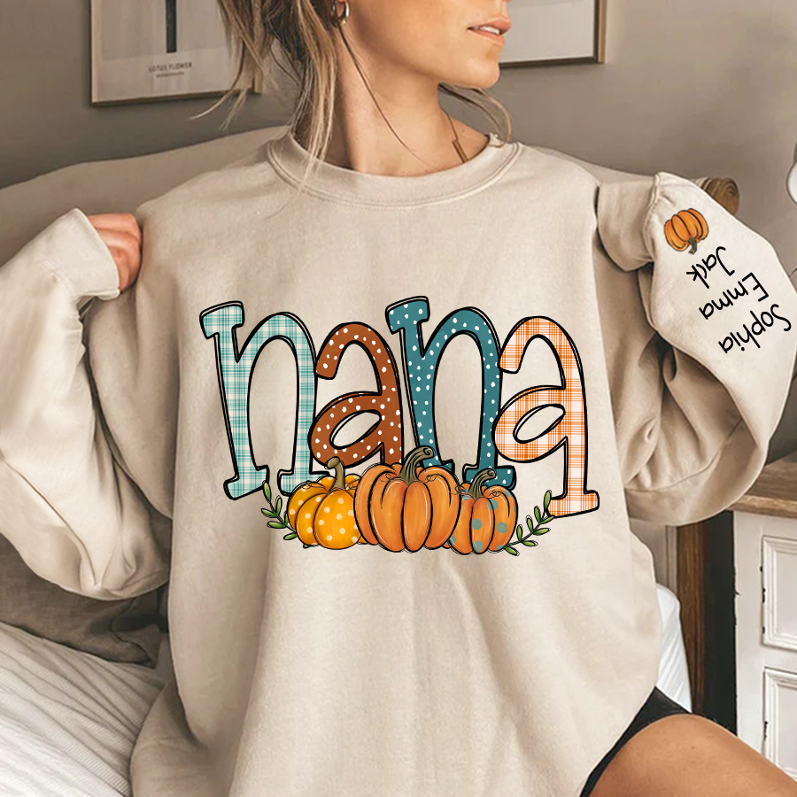 Lofaris Nana Pumpkin And Grandkids Autumn Custom Sweatshirt