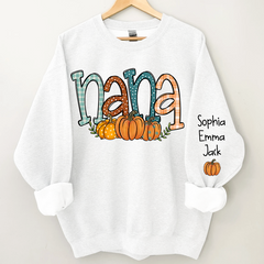 Lofaris Nana Pumpkin And Grandkids Autumn Custom Sweatshirt