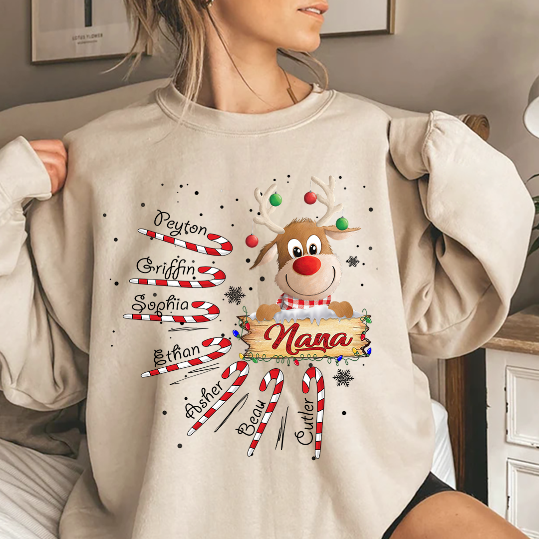 Lofaris Nana Reindeer Candy Cute Christmas Sweatshirt