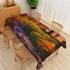 Lofaris Natural Autumn Wide Rivulet Forest Lawn Tablecloth