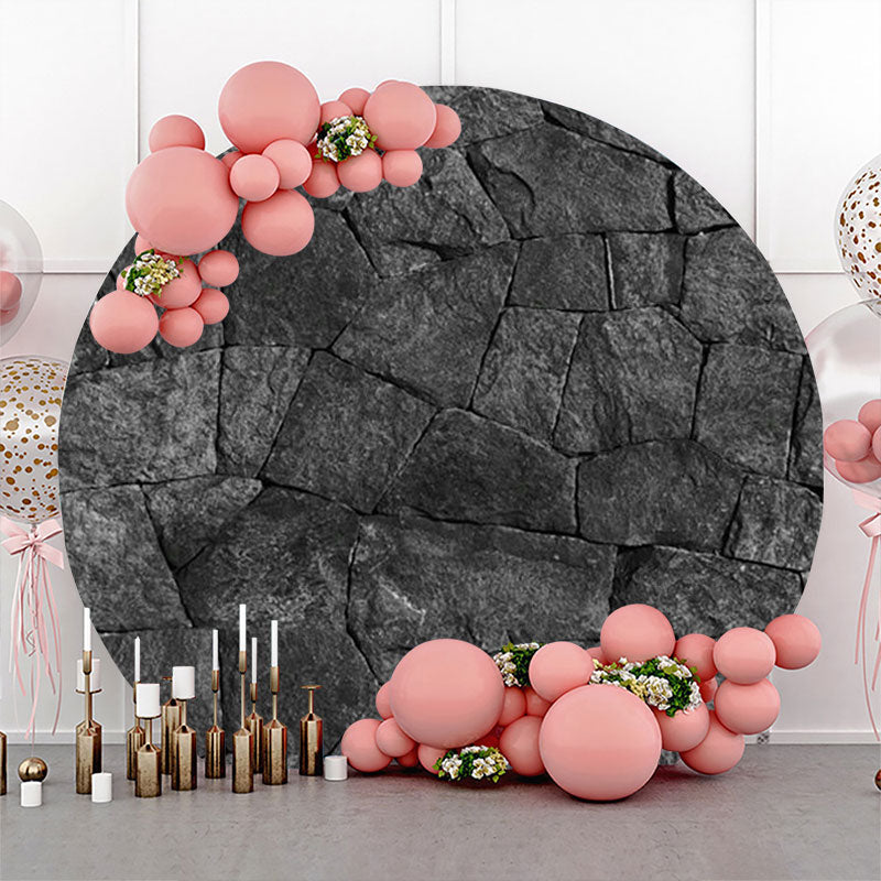 Lofaris Natural Black Limestone Wall Round Birthday Backdrop