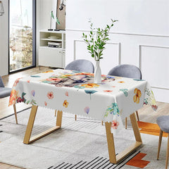 Lofaris Natural Flowers Elephant White Kitchen Tablecloth