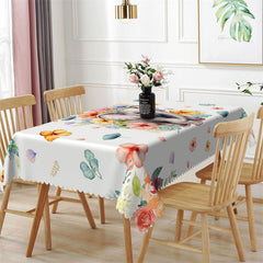 Lofaris Natural Flowers Elephant White Kitchen Tablecloth