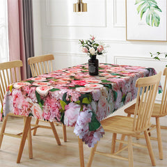 Lofaris Natural Pink Flowers Spring Rectangle Tablecloth