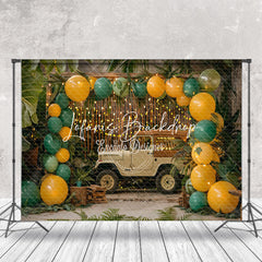 Lofaris Natural Plant Balloon Car Summer Cake Smash Backdrop