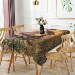 Lofaris Natural Wild Deer Herd Jungle Rectangle Tablecloth