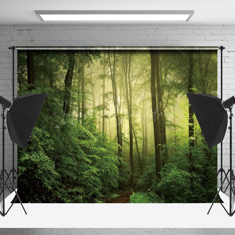 Lofaris Nature Fog Green Forest Backdrop For Photo Booth