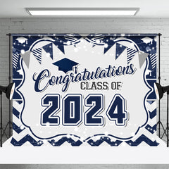 Lofaris Navy Blue Congratulations Class Of 2024 Backdrop