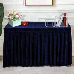 Lofaris Navy Blue Fitted Velvet Rectangle Table Skirts Cover