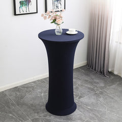 Lofaris Navy Blue High Top Round Spandex Cocktail Tablecloths