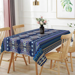 Lofaris Navy Blue Purple Pattern Rectangle Tablecloth