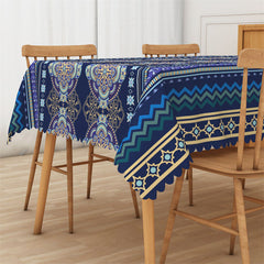 Lofaris Navy Blue Purple Pattern Rectangle Tablecloth