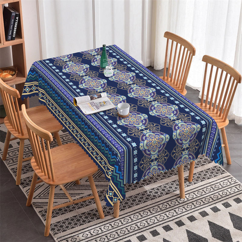 Lofaris Navy Blue Purple Pattern Rectangle Tablecloth