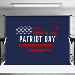 Lofaris Navy Blue Retro American Flag Patriot Day Backdrop