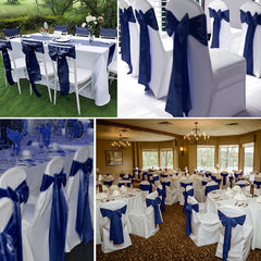 Lofaris Navy Blue Satin Universal Banquet Chair Sashes Bows