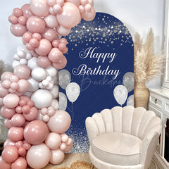 Lofaris Navy Blue Silver Balloons Arch Backdrop For Birthday