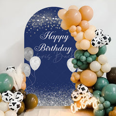 Lofaris Navy Blue Silver Balloons Arch Backdrop For Birthday