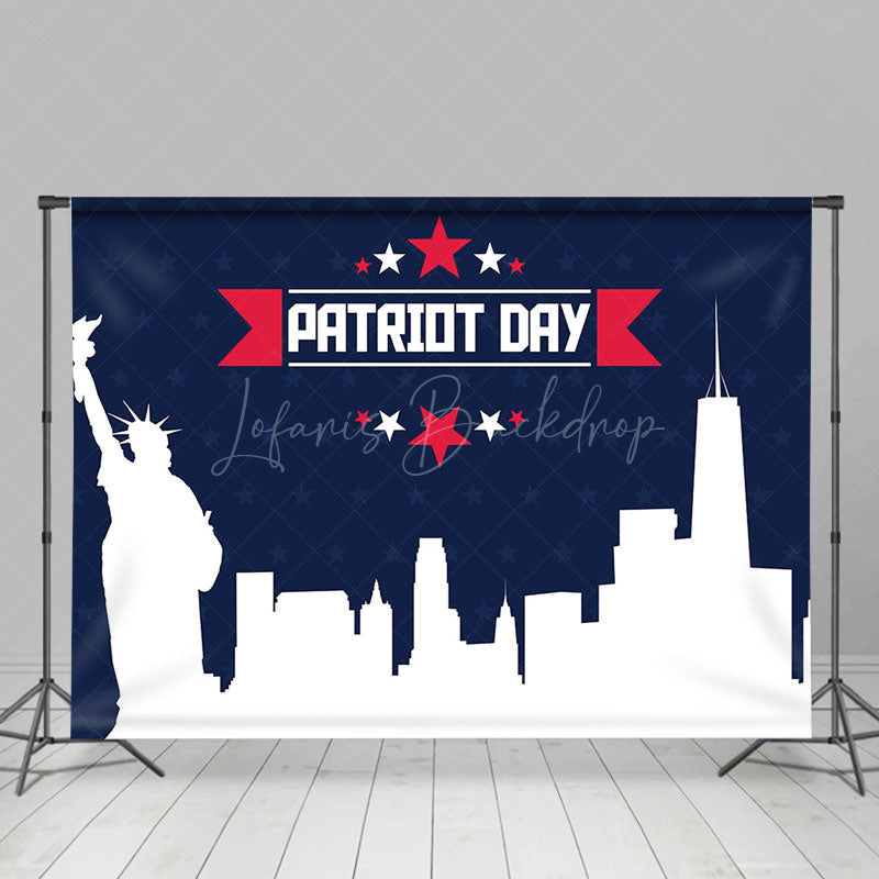 Lofaris Navy Blue Statue Of Liberty Patriot Day Backdrop