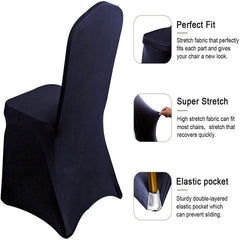 Lofaris Navy Blue Stretch Spandex Banquet Chair Slipcovers