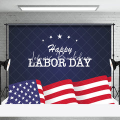 Lofaris Navy Blue Usa Flag Stars Happy Labor Day Backdrop