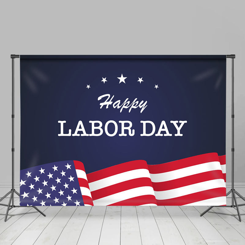 Lofaris Navy Blue Usa Flag Stars Happy Labor Day Backdrop