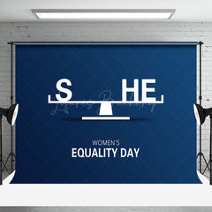 Lofaris Navy Blue White Balance Womens Equality Day Backdrop