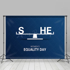 Lofaris Navy Blue White Balance Womens Equality Day Backdrop