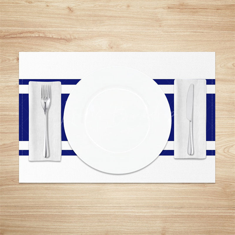 Lofaris Navy Blue White Elegant Modern Set Of 4 Placemats