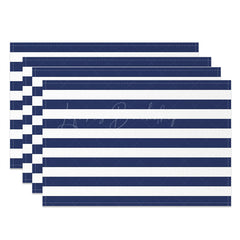 Lofaris Navy Blue White Stripes Patterns Set Of 4 Placemats