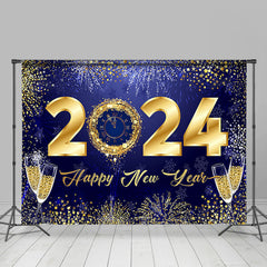 Lofaris Navy Blue With Clock To 2023 Happy New Year Backdrop