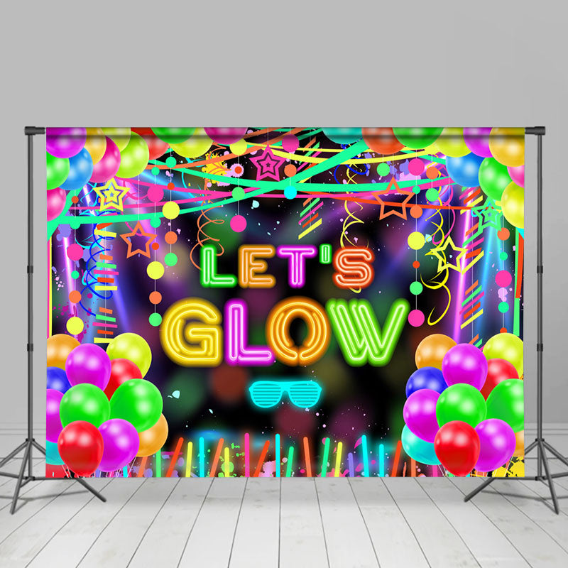 Lofaris Neon Color Confetti Lets Glow Dance Party Backdrop