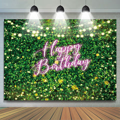 Lofaris Neon Glitter Light Green Leaves Birthday Backdrop