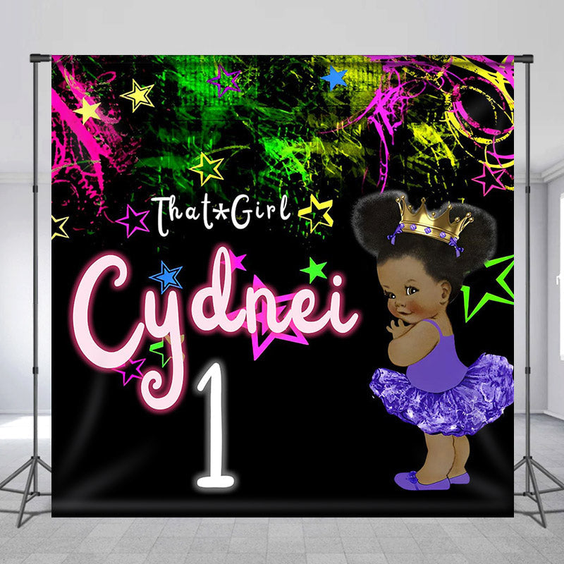 Lofaris Neon Rendering That Girl Custom 1st Birthday Backdrop