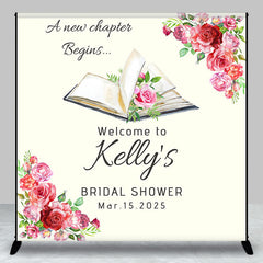 Lofaris New Chapter Begin Rose Custom Bridal Shower Backdrop