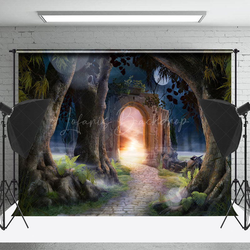 Lofaris Night Arch Door Enchanted Forest Backdrop For Photo