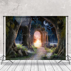 Lofaris Night Arch Door Enchanted Forest Backdrop For Photo