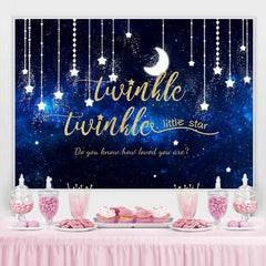 Lofaris Blue Twinkle Little Star Baby Shower Backdrop