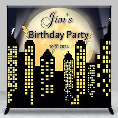 Lofaris Night Building Yellow Moon Custom Birthday Backdrop