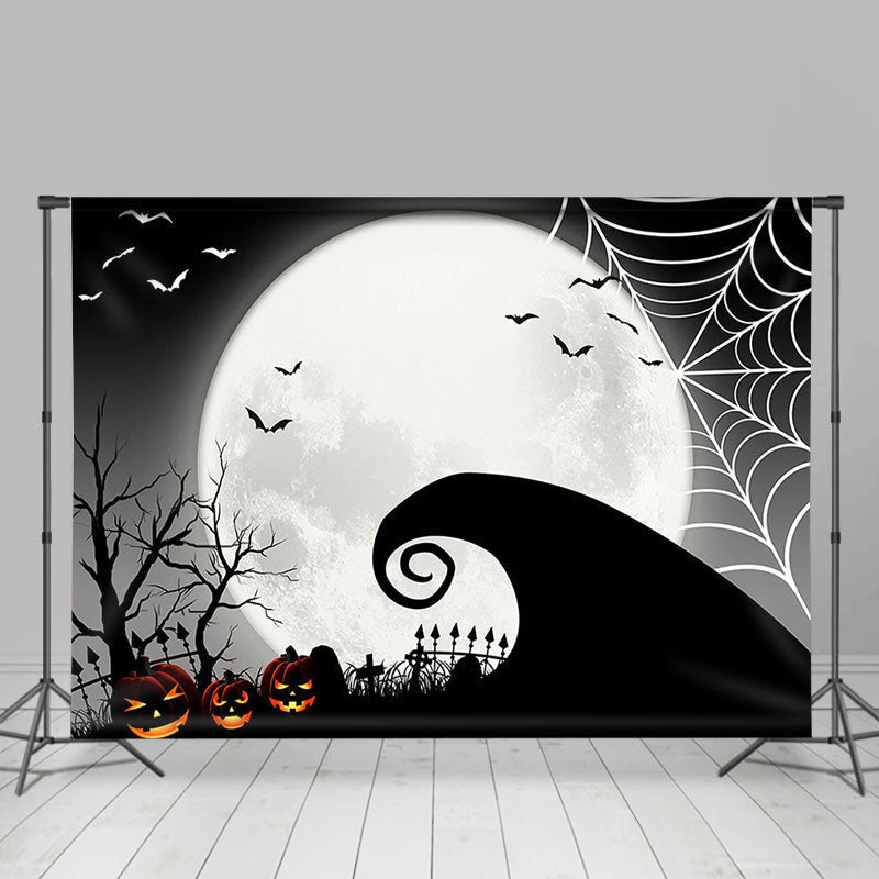 Lofaris Night Cobweb Moon Bats Shadow Halloween Party Backdrop