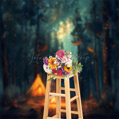 Lofaris Night Forest Bonfire Starry Sky Photoshoot Backdrop