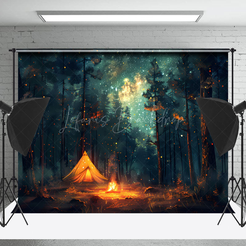 Lofaris Night Forest Bonfire Starry Sky Photoshoot Backdrop