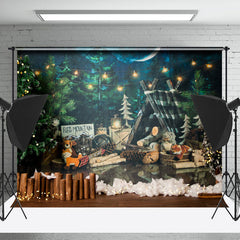 Lofaris Night Forest Lights Camping Theme Cake Smash Backdrop